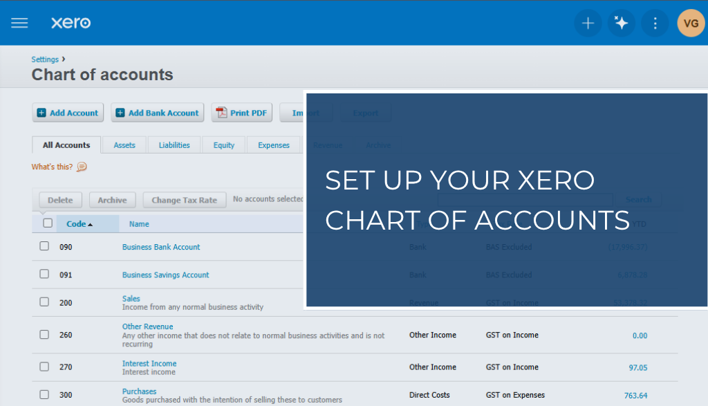 Xero Chart of Accounts Xero Chart of Accounts